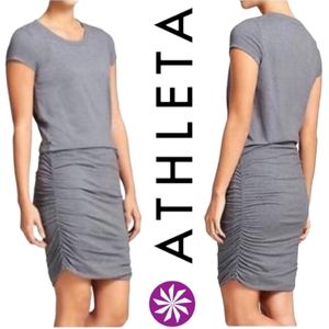 ATHLETA Topanga Ruched T-Shirt Dress Heather Grey Sz: Small